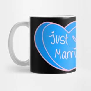 Just Married Blue Heart Mug